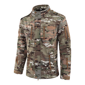 Veste de chasse pour homme en toile softshell 100% acrylique respirante avec capuche pliable, imperméable et coupe-vent - Product Image 1
