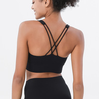 Meilleure vente : Brassière de sport à double brossage, dos croisé, antichoc, rembourrée, intégrée, pour yoga et fitness, effet push-up fessier, débardeur d'entraînement