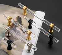 Poignée de porte moderne en acrylique transparente dorée pour meubles de cuisine, commodes, tiroirs et armoires, style luxe léger