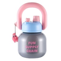Bouteille d'eau en plastique avec paille, design moderne et créatif, motif dessin animé, 800 ml