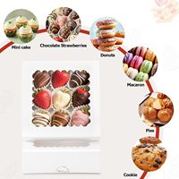 Boîtes d'emballage pour gâteaux en papier kraft recyclable écologique avec fenêtre, logo personnalisé, boîte d'emballage en carton blanc pour gâteaux, desserts