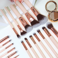 Ensemble de pinceaux de maquillage professionnels haut de gamme en fibres synthétiques rose pâle, 18 pièces, pour débutantes, ensemble complet pour le visage et les yeux
