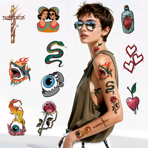 <span class=keywords><strong>Vintage</strong></span> American Traditional Tattoo Aufkleber Old School Designs für Körper Wasserdicht Arm & Bein Weiß für Party Festival - Product Image 2