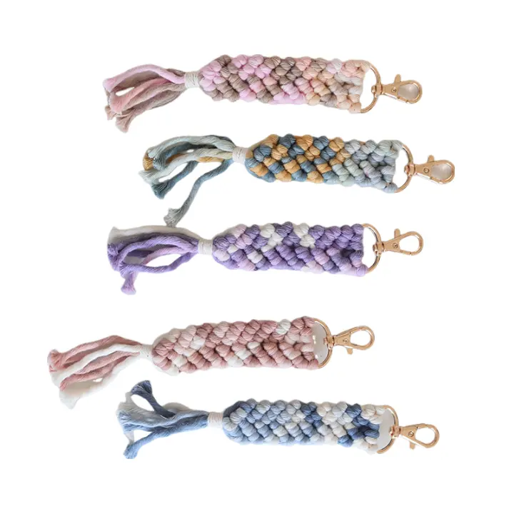 Chaveiro de Macrame feito à mão para meninas BSBH Presente promocional novo design em cores pastel Presente do Dia dos Namorados