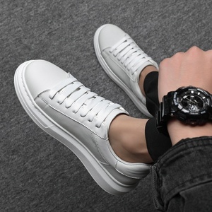 Summer Top-layer Cowhide White Lace-up Durable Sneakers Thick Soles <b>Height</b>-<b>increasing</b> Sports Versatile Business Shoes - Product Image 4