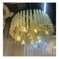 Guirlande de fleurs artificielles en glycine verte pour plafond de mariage, vigne en soie pour décoration de plafond de fête de mariage