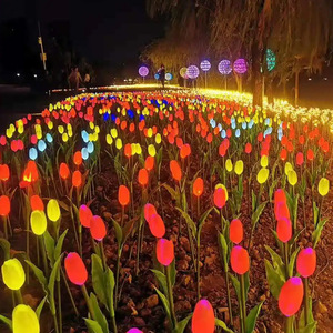 Lámpara de Jardín LED con Forma de Tulipán, Iluminación Decorativa para Exteriores, Lámpara de Césped, Lámpara de Patio, Control Remoto, Cuerpo de Plástico, 50000 - Product Image 1