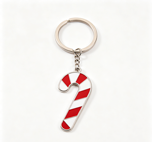 Llavero de metal con forma de bastón de caramelo navideño, llavero de aluminio con acabado esmaltado, decoración para regalo navideño - Product Image 4