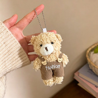 Pantalon à bretelles de 10 cm, Pendentif ours en peluche, Adorable poupée ours, Peluche ours douce et mignonne, Accessoires de sac à main