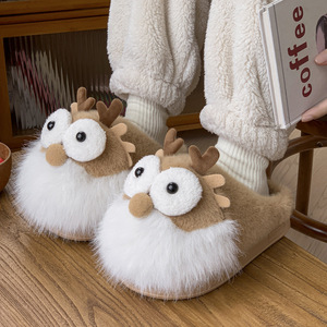 Carton Dragon bébé maison chaud pantoufles EVA semelle peluche hiver chaud pantoufles nouvel an noël intérieur confortable en peluche pantoufles - Product Image 3