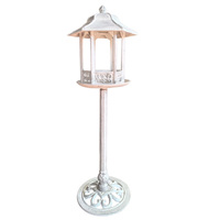 Lanterne de jardin en fonte robuste sur pied avec design orné, support de lampe extérieur et bougeoir paysager