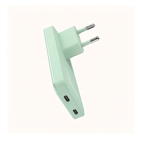 Adaptateur de chargeur USB C double PD 35W turquoise, avec broches pliables, portable pour les voyages