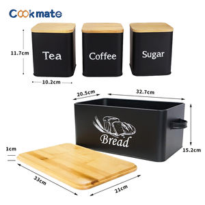 Set di decorazioni Country della fattoria Vintage nero quadrato in metallo scatola di <span class=keywords><strong>latta</strong></span>/scatola per il pane/contenitore da tè per la casa scatole di immagazzinaggio della cucina - Product Image 4