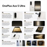 Smartphone OnePlus Ace 5 Ultra 5G original, écran AMOLED 6,83 pouces 144 Hz, processeur Dimensity 9400+, batterie 6700 mAh, charge 100 W, téléphone gaming