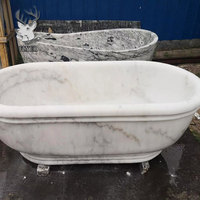 Décoration de maison baignoire ronde durable de style occidental baignoire en pierre travertin beige naturel