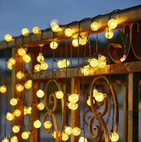 Guirlande lumineuse LED en acier inoxydable et plastique imperméable IP65 de 12 m, petites boules colorées, alimentée par piles, décorations de camping en plein air