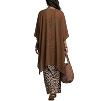 Robe longue imprimée léopard pour femme, ensemble 2 pièces, cardigan en mousseline ouvert sur le devant, paréo de plage, vacances, printemps, automne