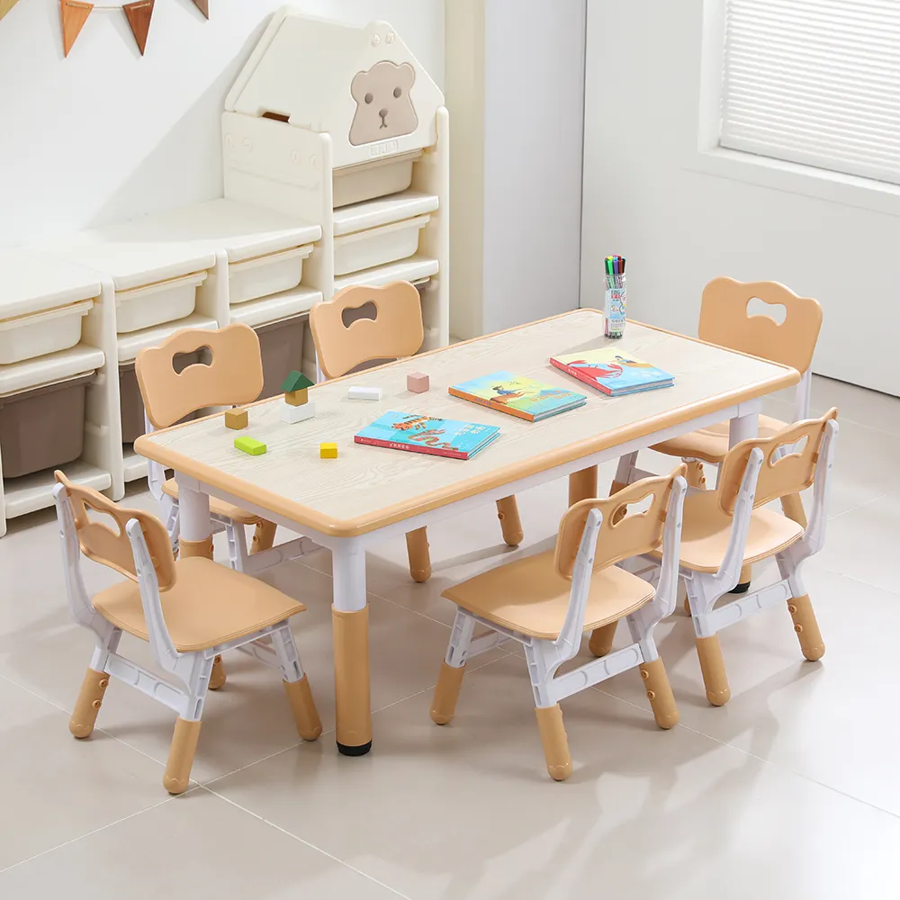 Juego de sillas de mesa de estudio para niños, juego de mesa y silla ajustable en altura para niños pequeños, mesa de Arte de plástico para niños de escritorio con grafiti