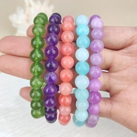 Nouveautés Bracelet en pierres précieuses personnalisées, quartz rose, onyx, bracelet pour femme, perles rondes de 8 mm, bracelets en cristal naturel pour unisexe