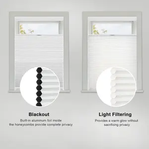 Custom Size No Drill Type Light Filtering 26mm Day And Night Honeycomb Window Blinds Cellular Shades