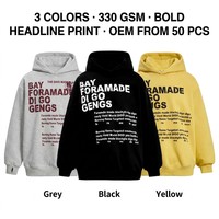 Hoodie Oversize Boxy en Coton 330 g/m² à Lettres Superposées, Imprimé Intégral, OEM pour Détaillants E-commerce Mondiaux, MOQ 50 pièces
