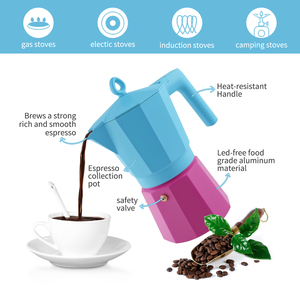 Cafetera Moka de Aluminio Elegante, Color Moderno, para Uso Doméstico, con Cuchara y Cepillo - Product Image 2