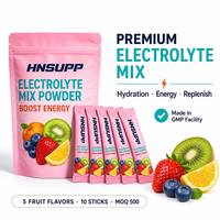 OEM Private Label Elektrolytenpoeder Mix 5 Fruit Smaken Hydratatie Energie Aanvulling 10 Sticks 60g 6g Dosis Sport Supplement