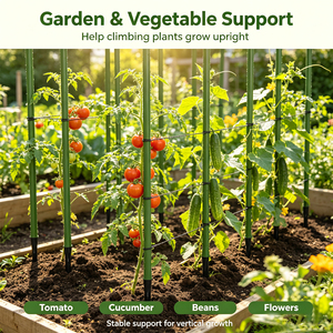 Estaca de soporte para plantas de acero recubierto de plástico verde, para enredaderas, trellis, soporte floral para jardín - Product Image 6