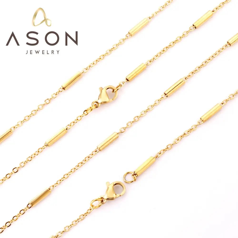 Ason New Fashion Wholesale Stainless Steel Necklace Chain Jewelry Flat Cross Plus Steel Pipe Chain Necklace For Women