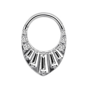 Lotus Wholesale Hypoallergenic Titanium CZ Nose Hinged Earrings Hoop Clicker Septum Segment Ring Piercing Body Jewelry - Product Image 6