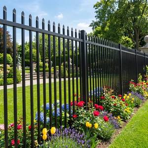 Clôture décorative en acier galvanisé noir, panneaux de clôture coulissants, <span class=keywords><strong>portail</strong></span> de sécurité extérieur <span class=keywords><strong>pour</strong></span> piscine, jardin, cour - Vente chaude directe usine - Product Image 3
