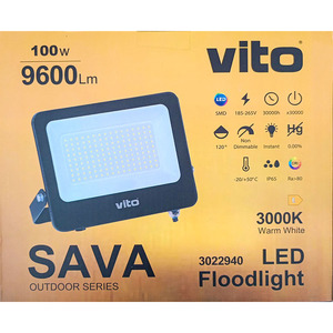 Projecteur LED Vito 100W 9600lm 3000K Blanc Chaud IP65 Éclairage Extérieur - Product Image 2