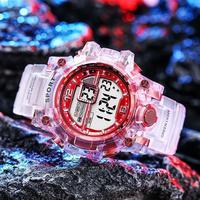 Montre numérique lumineuse sportive multifonctionnelle unisexe avec bracelet transparent coloré unique, idéale pour les femmes et les hommes – Cadeau très prisé