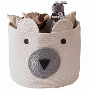 Panier en corde pliable en coton pour enfants, grand modèle, tissé, mignon, dessin animé, avec oreilles d'animaux, best-seller - Product Image 1
