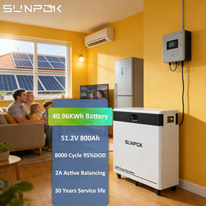 Batterie au lithium fer phosphate LiFePO4 SUNPOK 51,2 V 800 Ah 40 kWh pour stockage d'énergie solaire photovoltaïque pour maison mobile - Product Image 1