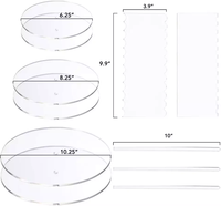 Groothandel 6.25 "8.25" 10.25 "Acryl Ronde Cake Disk Set Cake Discs Cirkel Base Boards Met Center Gat