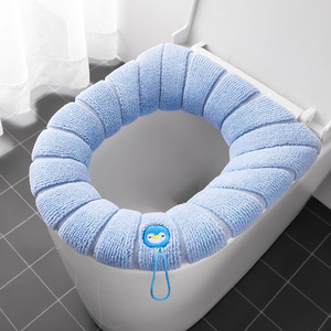 Housse de siège de toilette tricotée pour l'hiver, coussin de siège de toilette chaud et épais, accessoires de salle de bain, housses de toilette lavables - Product Image 5