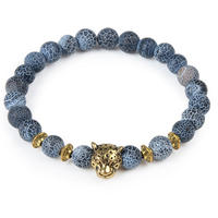 Bracelet classique en perles de pierres précieuses de 8 mm, bijoux en turquoise, bracelet tête de léopard en pierre naturelle, bijoux d'été pour mariages