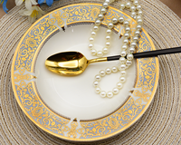 Service de table de mariage rétro en porcelaine fine, 24 pièces, avec bord doré, vaisselle de mariage en céramique