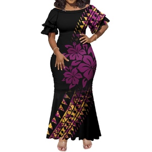 ชุดเดรสยาวทรงเมอร์เมดไซส์ใหญ่สำหรับงานปาร์ตี้ ออกแบบลายชนเผ่าโพลีนีเซียน สไตล์เซ็กซี่โชว์ไหล่ เหมาะสำหรับฤดูร้อน จากโรงงานผลิตเสื้อผ้า - Product Image 1