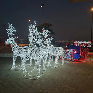 Lumières décoratives extérieures LED deerpull Lumières <span class=keywords><strong>de</strong></span> voiture <span class=keywords><strong>de</strong></span> Noël tirées par des chevaux - Product Image 1
