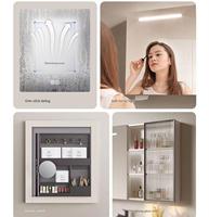 Kabinet Kamar Mandi PVC Hotel Mewah Modern 60 cm Cermin Vanity Lighting Tahan Air Terpasang di Dinding dengan Meja Keramik