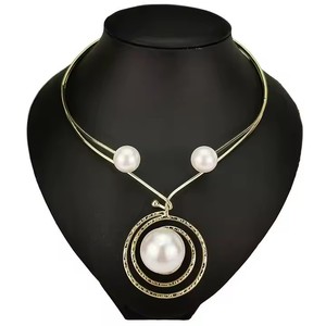 Charms Designer Big Simulated Pearl <strong>Gold</strong> Trendy Necklace Unisex <strong>Metal</strong> Torques Choker Statement Beads Pendant Jewelry Bib <strong>Collar</strong> - Product Image 6