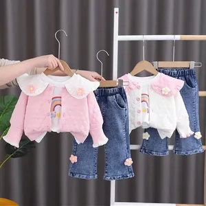 Meisjes Mode 3-delige Set 2023 Nieuwe 1 Tot 3 Jaar Oude Bloem Baby Lente Outfit