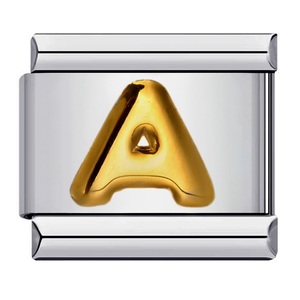 กำไลข้อมือสเตนเลสสตีลอิตาลีสำหรับผู้หญิงผู้ชาย, สร้อยข้อมือตัวอักษรตัวอักษรนูนสีเงิน - Product Image 2