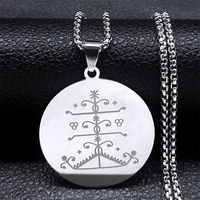 Collier Pendentif Symbole Veve Voodoo Ogou Feray en Acier Inoxydable, Amulette Occulte Vodou Lwa Loa, Bijou Chaîne