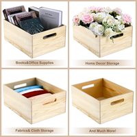 Boîte de rangement en bois décorative avec poignées et couvercle, bacs en bois non peints pour la décoration intérieure, le vin, les outils et la cuisine