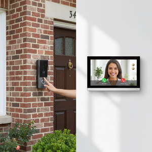 Videoportero con Cable, 1 Set=F6+B16, Pantalla Táctil TFT de 10 Pulgadas 1024*600 <span class=keywords><strong>Px</strong></span>, Sistema de Intercomunicación IP65, Monitor Interior, Conexión Fácil de 2 Cables - Product Image 1