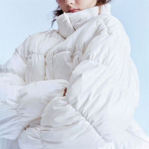 Wholesale Woven Stand Collar Windproof Warm Solid Oversized Quilted Winter Women Puffer Jacket - Product Image 1