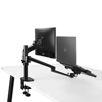 Support vertical ergonomique en alliage d'aluminium avec ressort à gaz pour ordinateur portable et moniteur à double bras